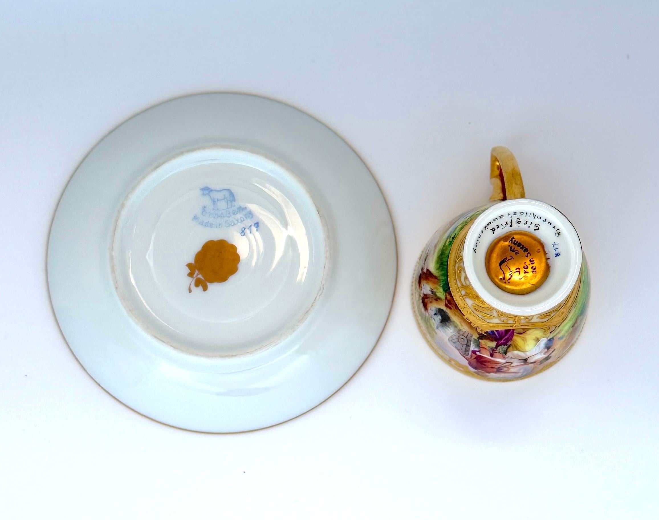 Ambrosius Lamm Dresden Opera Set Demitasse Coffee Cups set of 4 For Sale 13