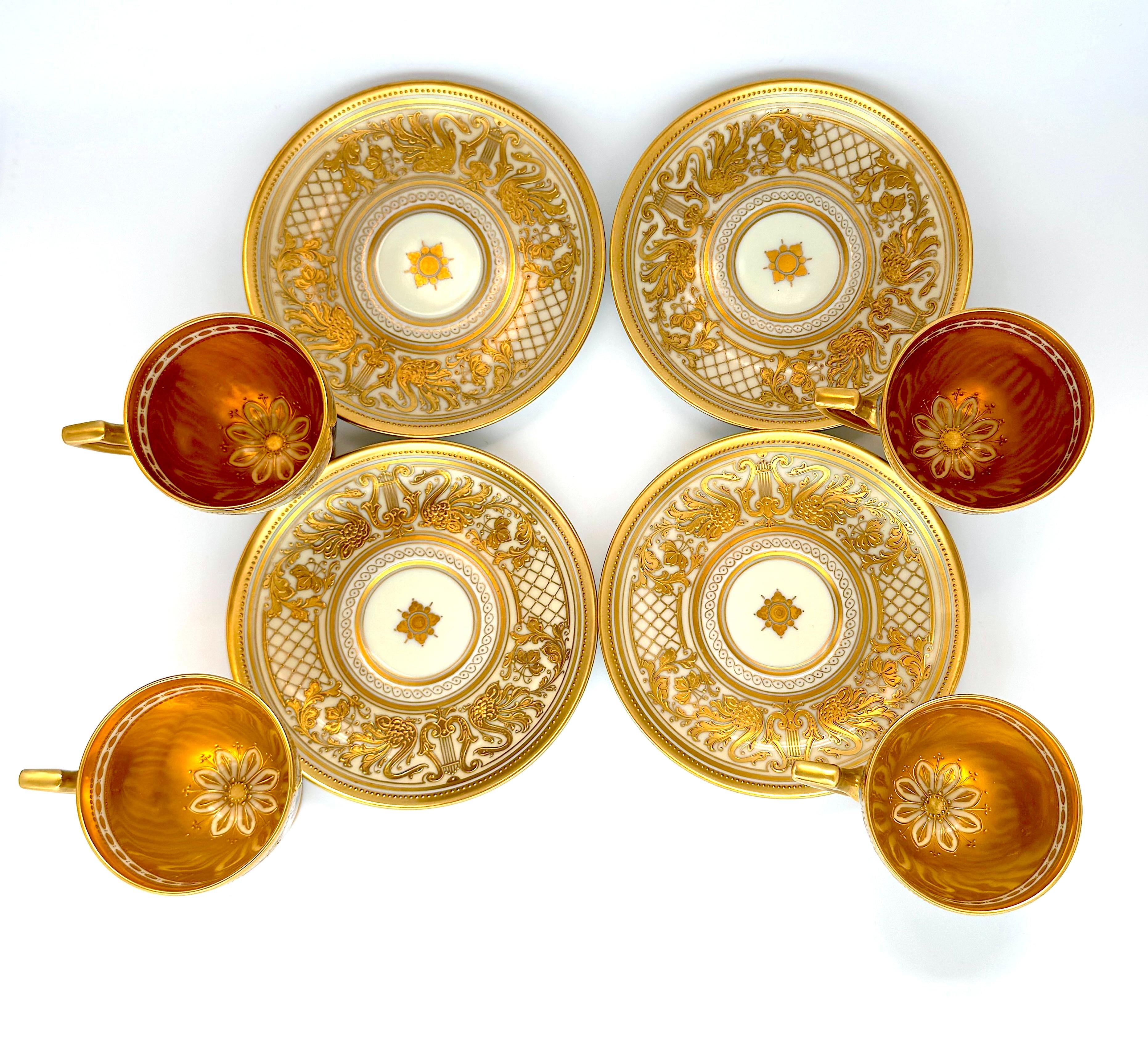 Porcelain Ambrosius Lamm Dresden Opera Set Demitasse Coffee Cups set of 4 For Sale