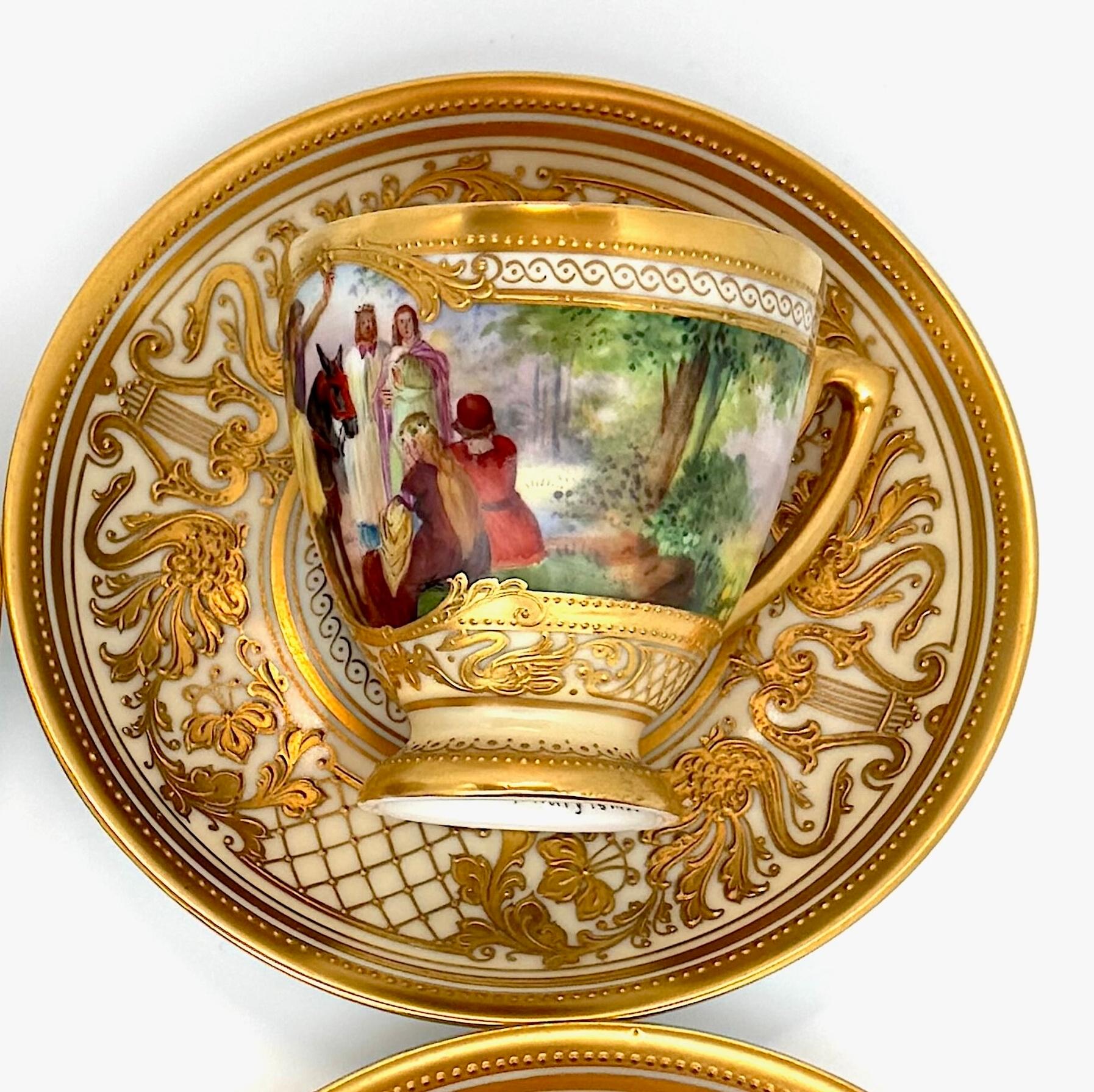 Ambrosius Lamm Dresden Opera Set Demitasse Coffee Cups set of 4 For Sale 1