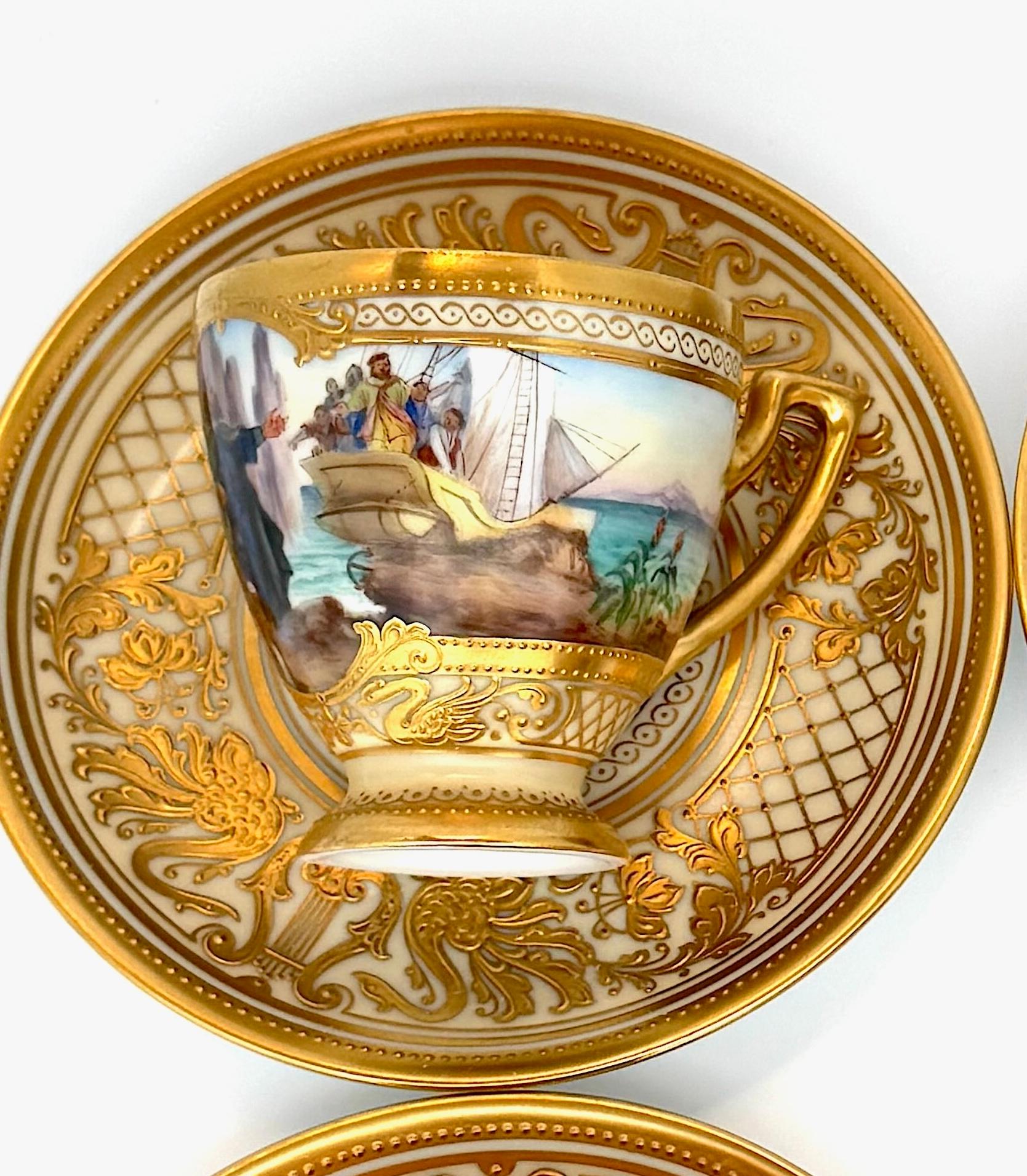 Ambrosius Lamm Dresden Opera Set Demitasse Coffee Cups set of 4 For Sale 2