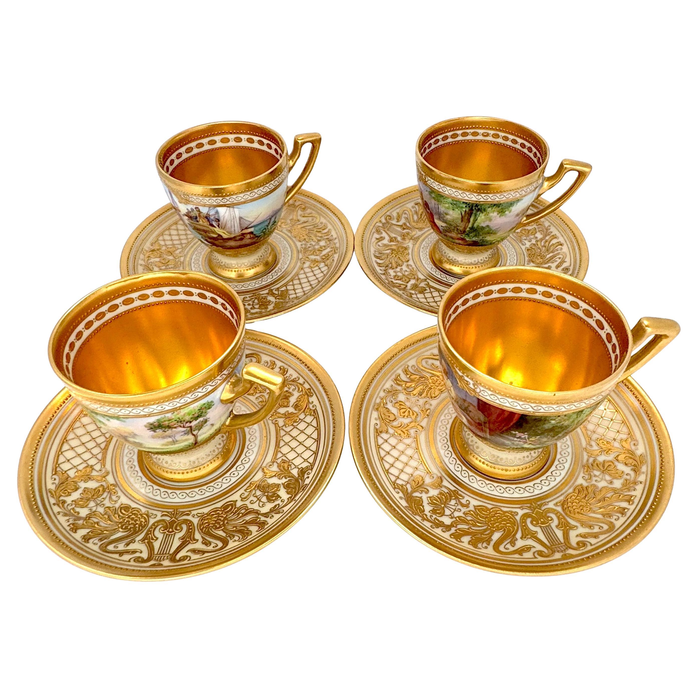 Ambrosius Lamm Dresden Opera Set Demitasse Coffee Cups set of 4 For Sale