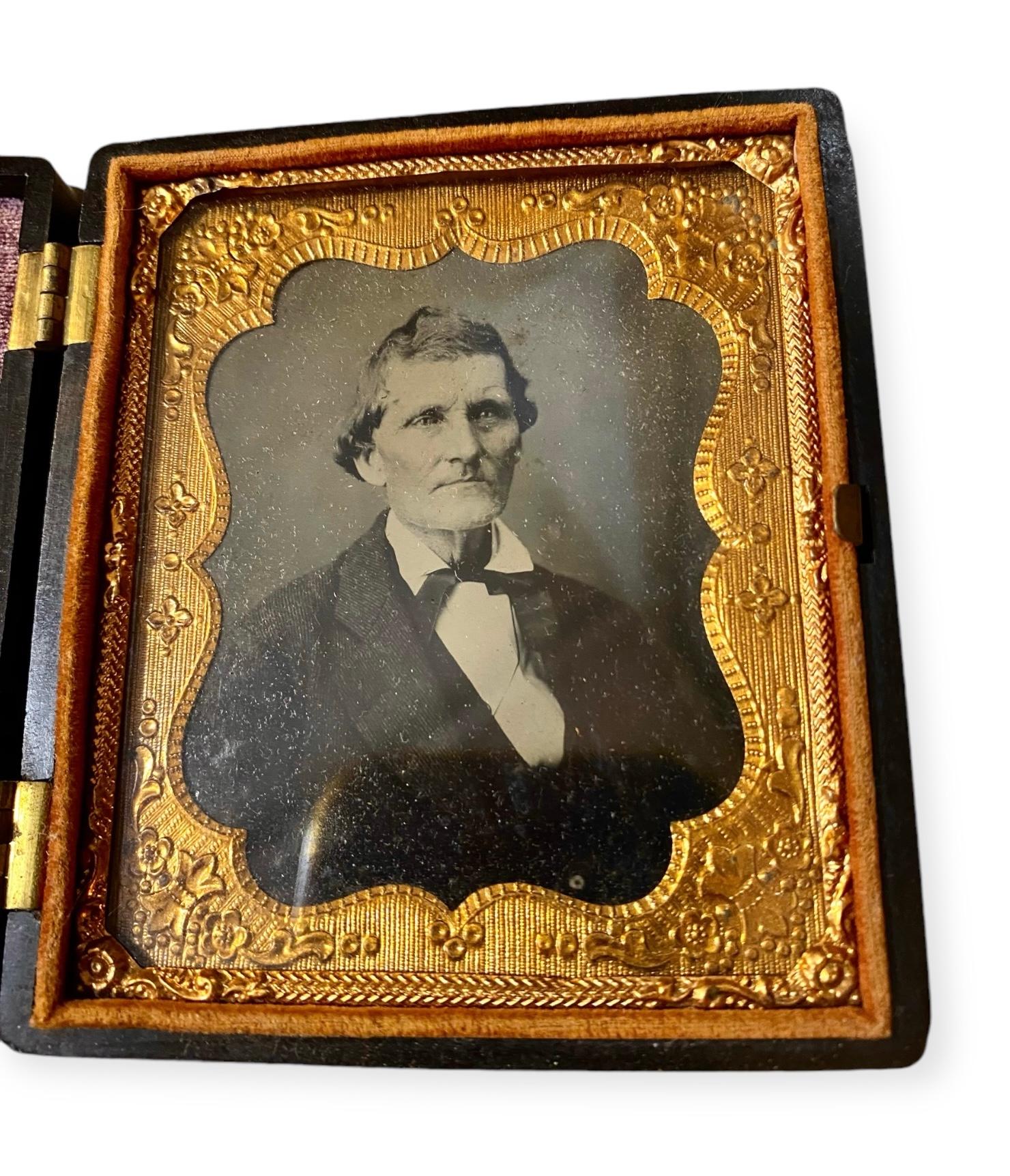 Ambrotipo De Un Marido De La Guerra Civil En Una Funda De Gutta Percha 1860 Hecho a mano