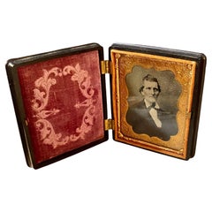 Ambrotipo De Un Marido De La Guerra Civil En Una Funda De Gutta Percha 1860
