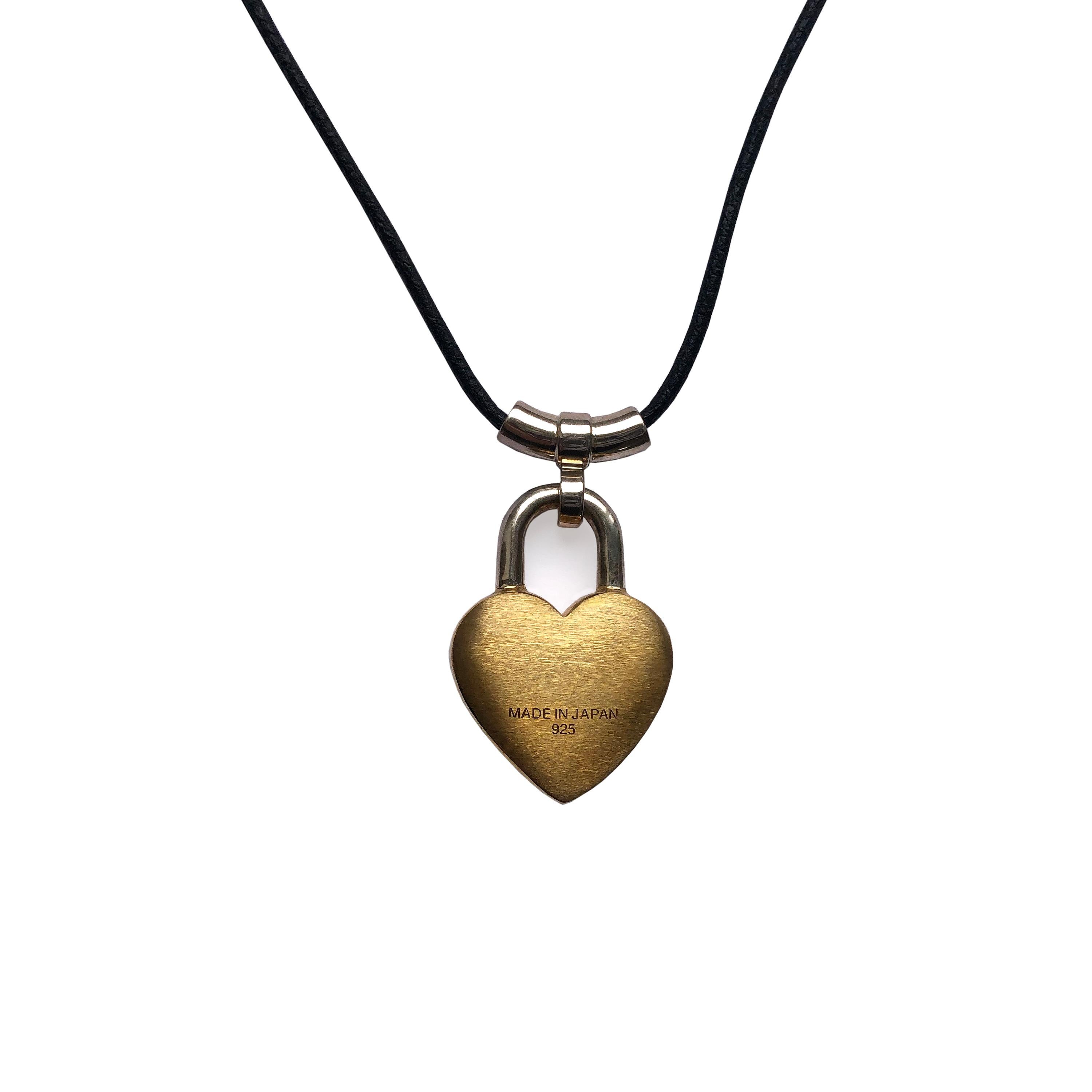 da uomo o donna Ambush - Collana con lucchetto a forma di cuore - NUOVO - Argento 925 spazzolato e tonalità oro in vendita