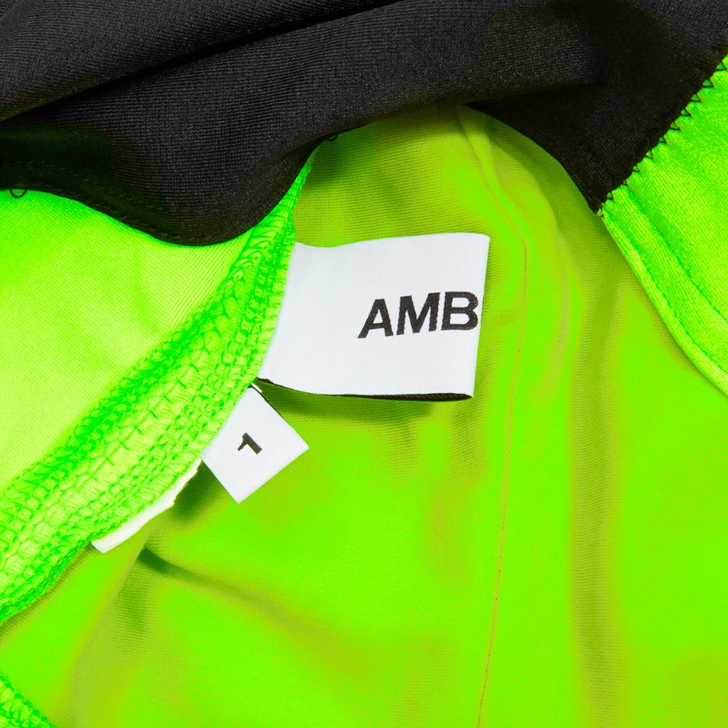 AMBUSH neon green black panelled logo back waist tie cropped sports top Size 1 S For Sale 3