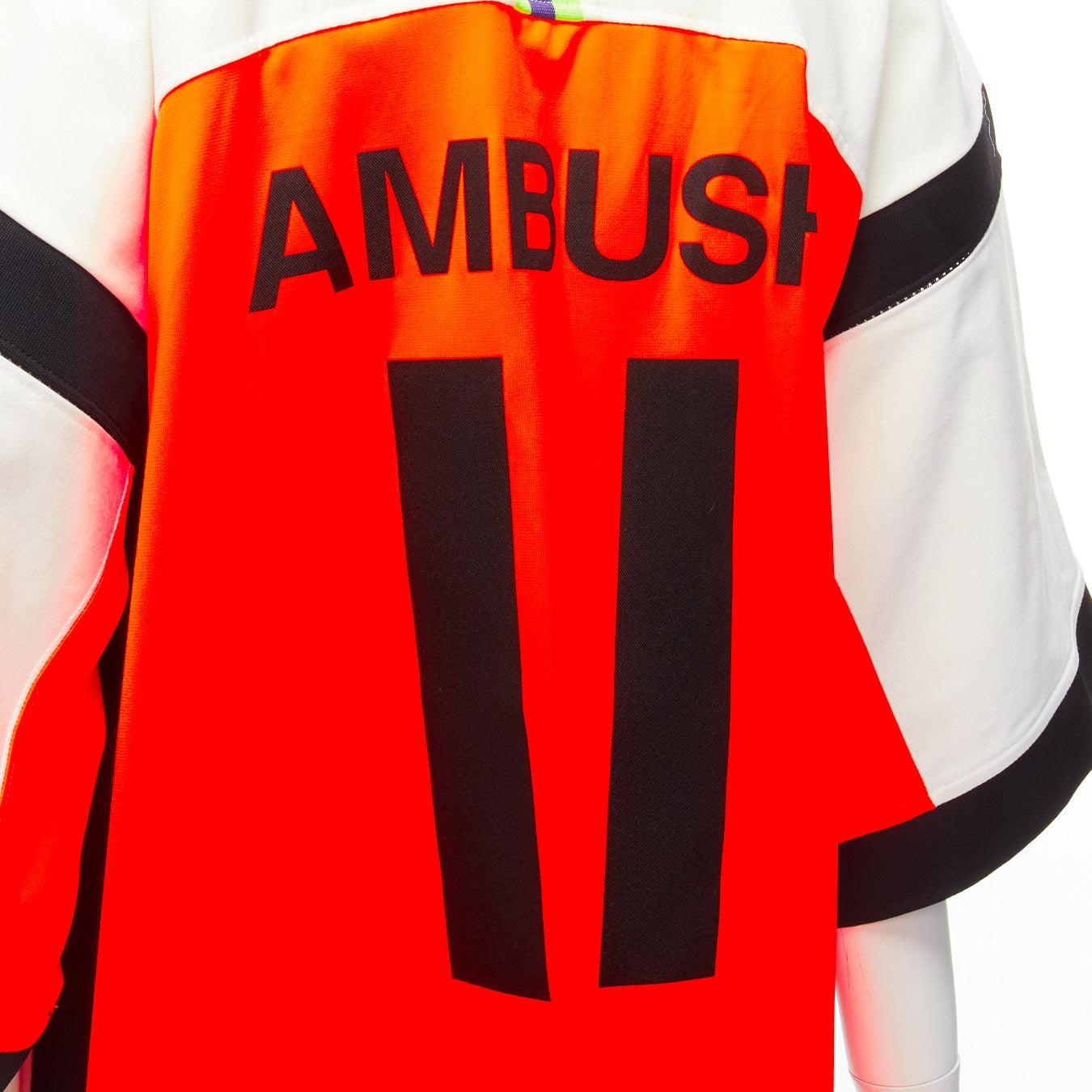 Women's AMBUSh NIKE LAB 2019 orange logo badge kimono sleeve football jersey jacket XS For Sale