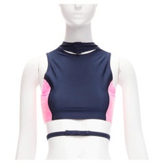 AMBUSH rosa navy getäfelten Logo zurück Taille Krawatte abgeschnitten Sport Top Größe 1 S