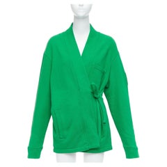 AMBUSH WKSP Kimono Sweatshirt green cotton black rubber logo sleeve tie jacket S