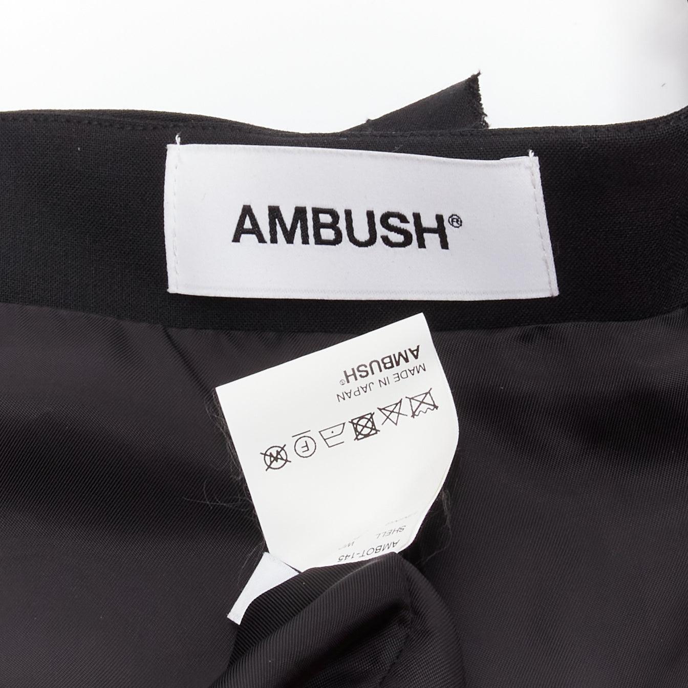 AMBUSH wool studded leather straps cold shoulder deconstructed blazer dress JP1 For Sale 3