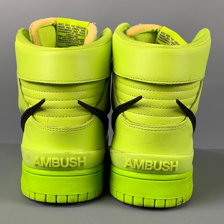 AMBUSH x Nike Size 10.5 Flash Lime Leather High Top Sneakers For Sale at  1stDibs