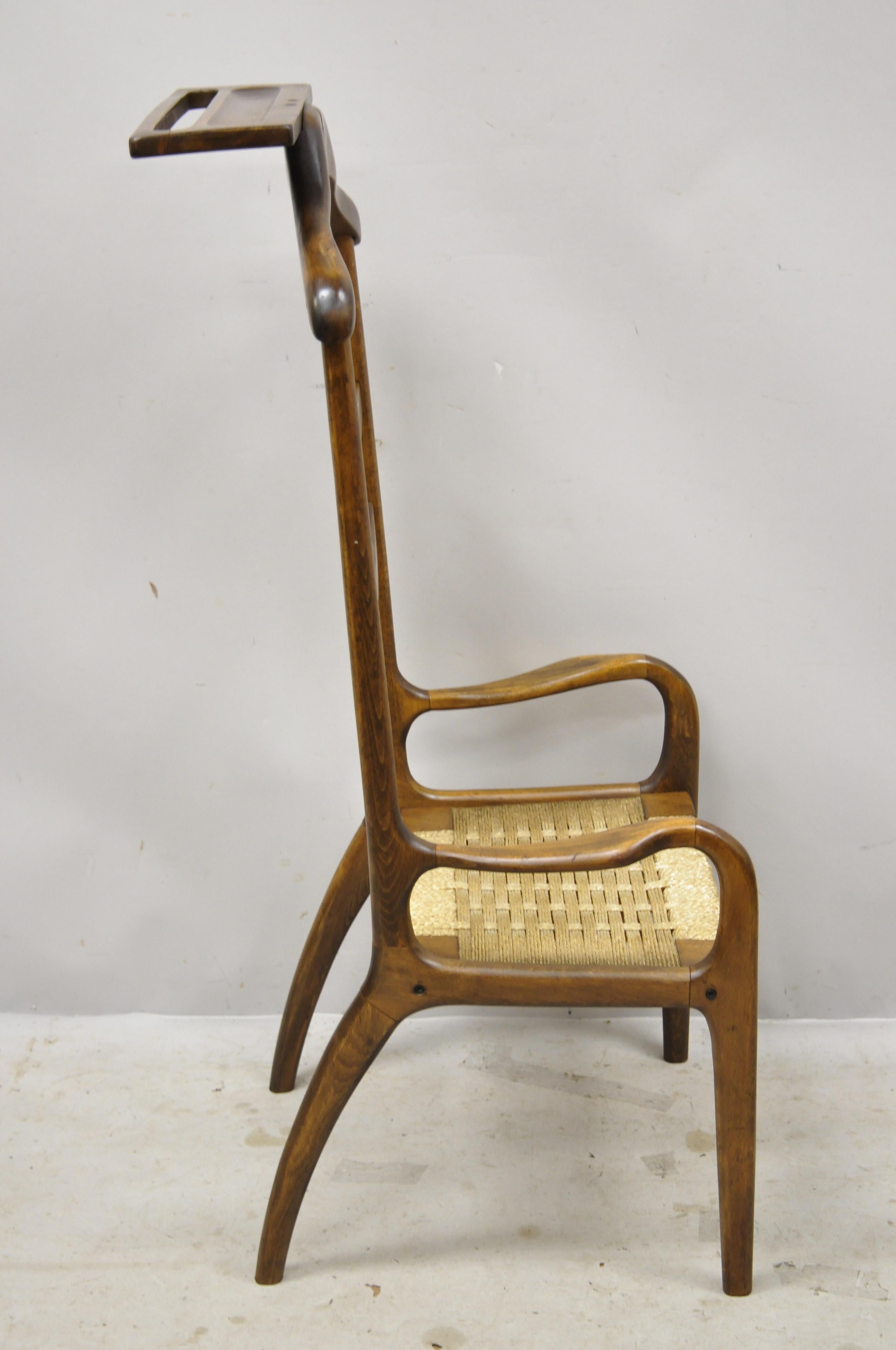 Amcrest Mid-Century Modern Sculpted Wood Gentleman's Clothing Valet Butler Chair 2