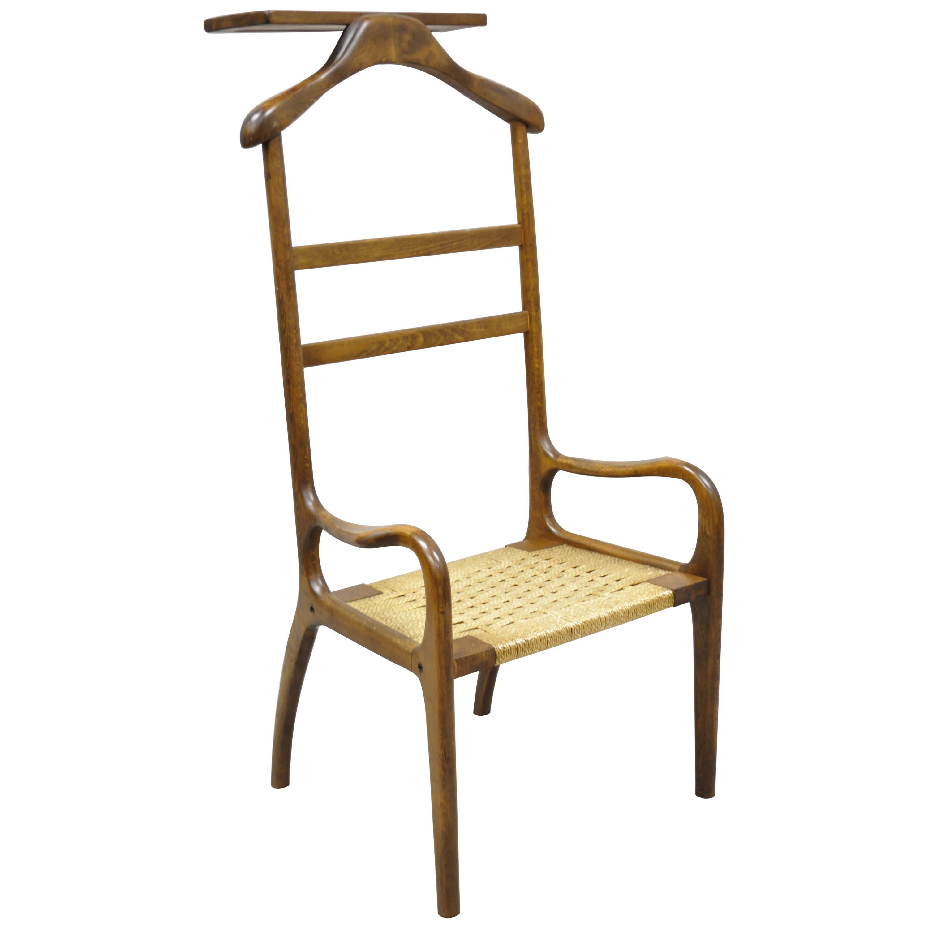 Amcrest Mid-Century Modern Sculpted Wood Gentleman's Clothing Valet Butler Chair