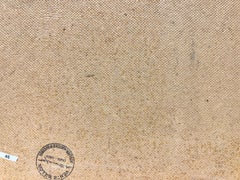 Óleo impresionista francés de 1950 Figuras disfrutando de un picnic junto a un lago, praderas verdes