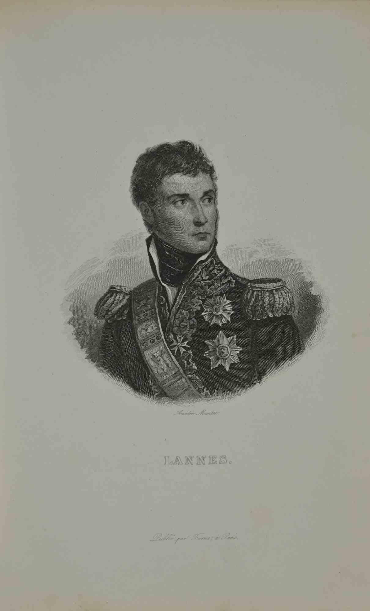 Portrait of Lannes - Etching by Amédée Maulet - 1837