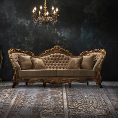 AME Hand Knotted French Rococo Inspired Rug, Blue & Ivory Gold Colours by Hands