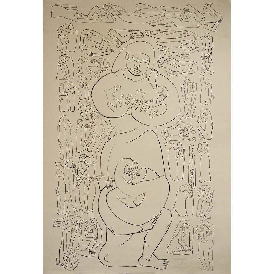 Circa 1960 original lithograph "Harmoniques" crafted by Amédée Ozenfant