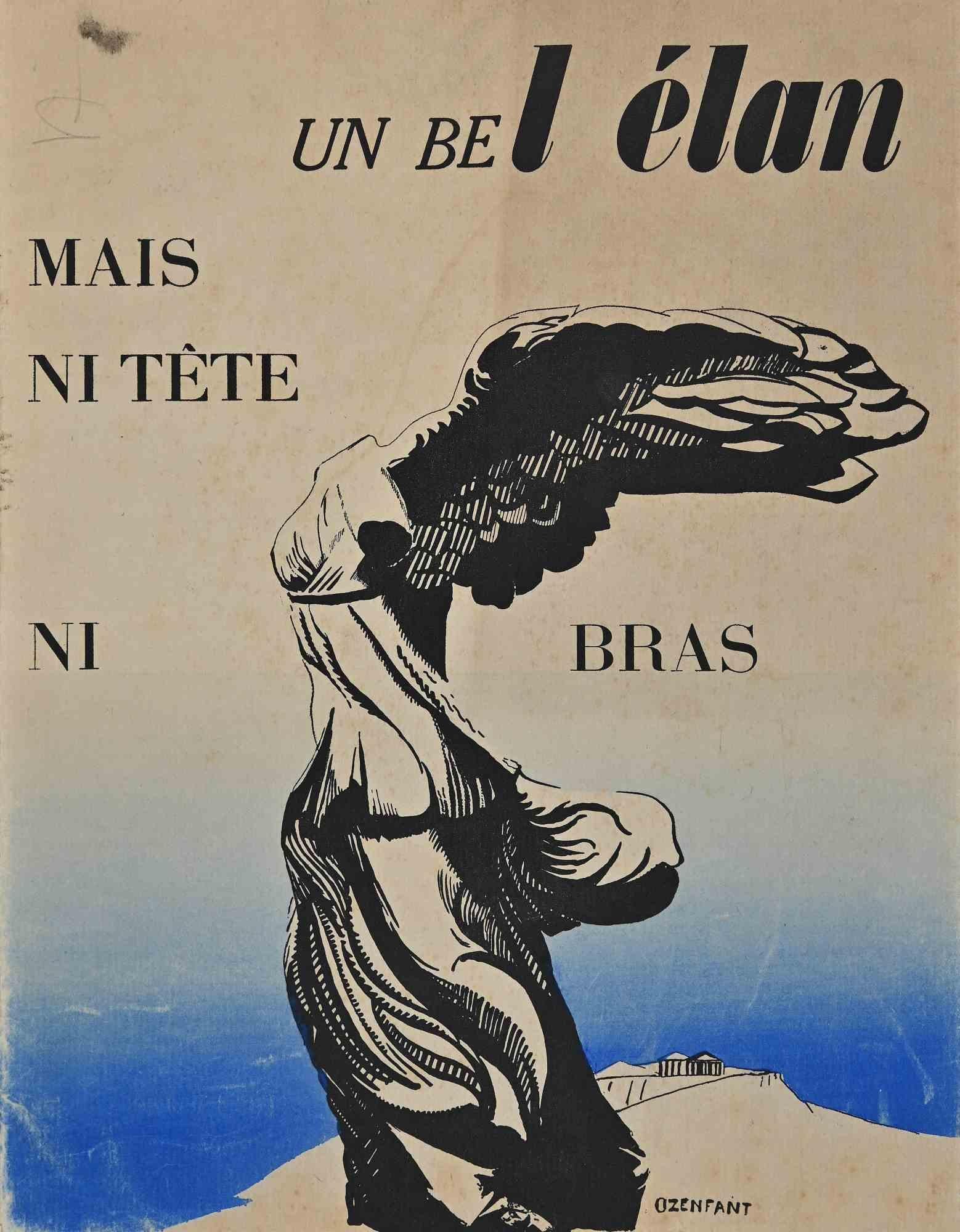 Figurative Print Amedee Ozenfant - Un Bel Elan Mais... - Lithographie originale d'Amde Ozenfant - 1915
