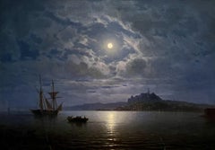 Paesaggio costiero al chiaro di luna.