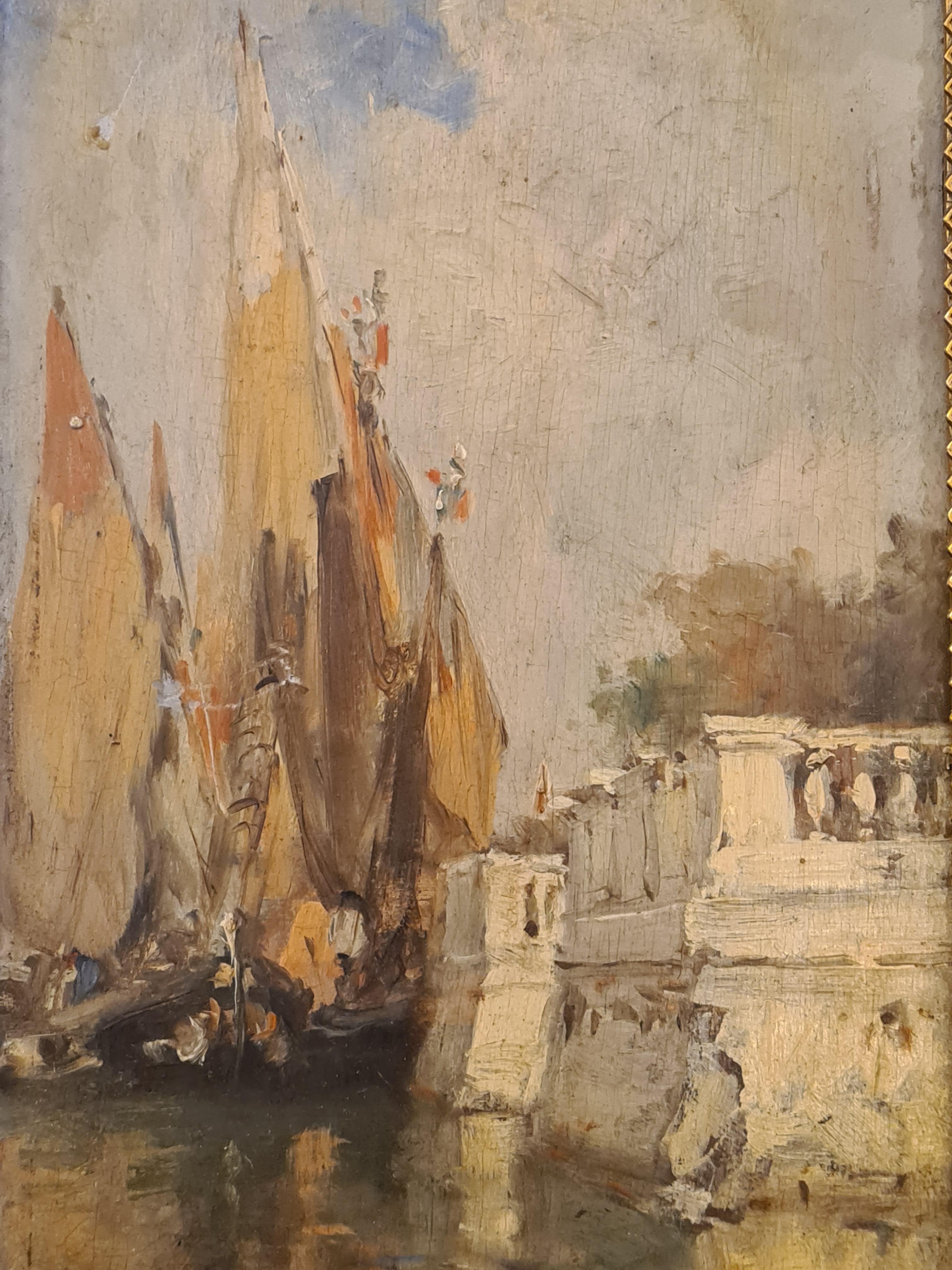 Le Jardin Française, The Balustrade, Venice - Painting by Amédée Rosier