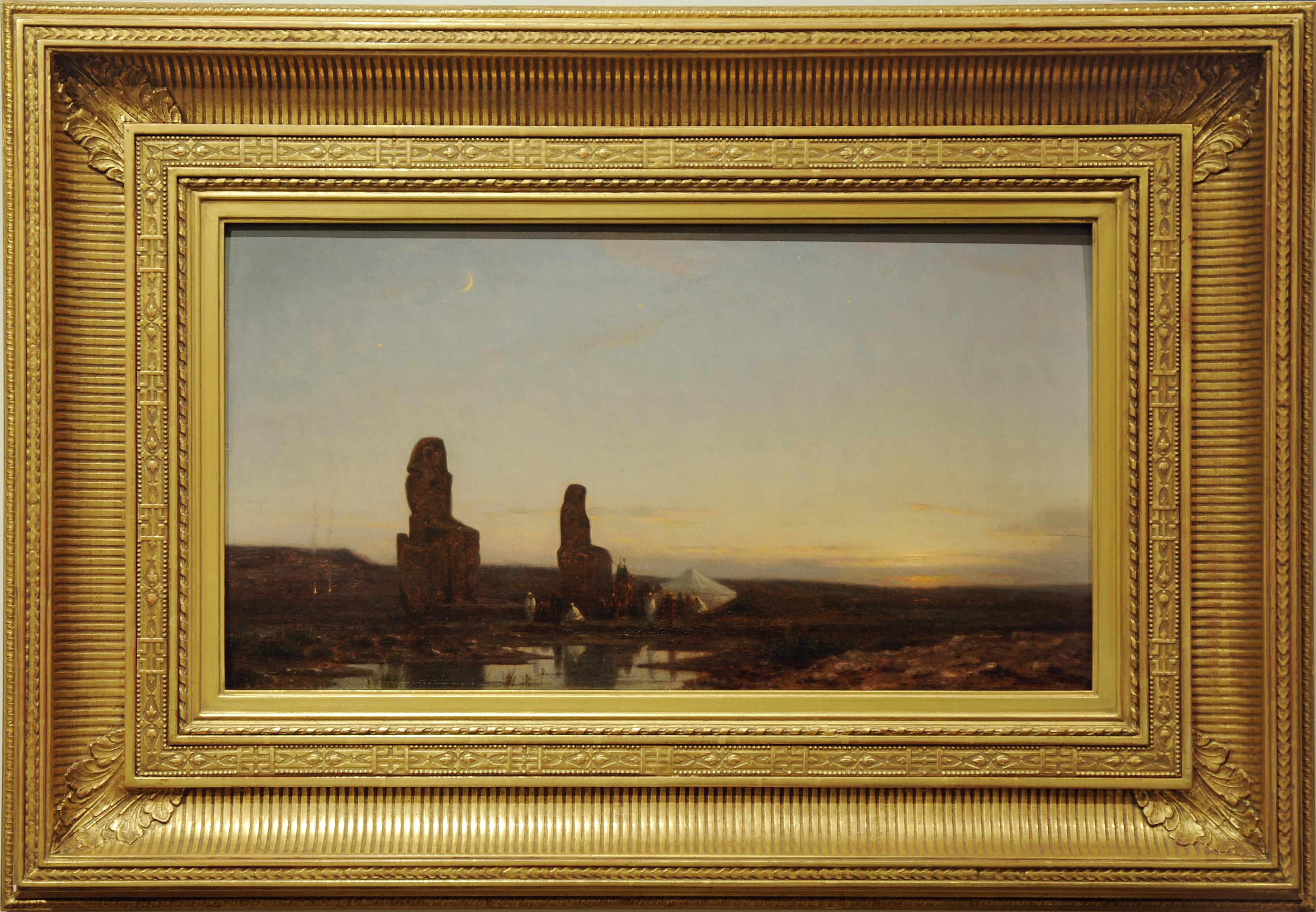 Amédée Rosier Landscape Painting - The Valley of Thebes at Dusk