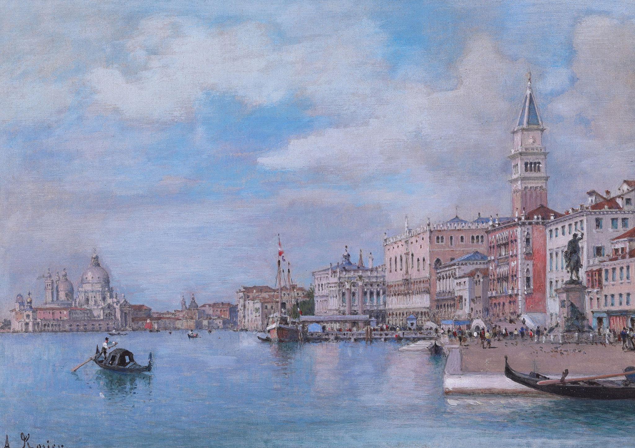 Venice with the Doge's Palace - Painting by Amédée Rosier