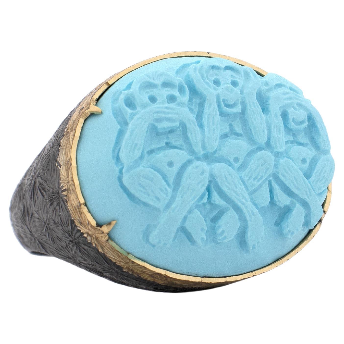 Amedeo "Bodrum" Turquoise Cameo Ring For Sale