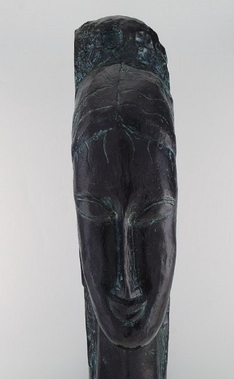 Moderno Amedeo Clemente Modigliani '1884-1920' d'après, Grande Scultura in Bronzo in vendita