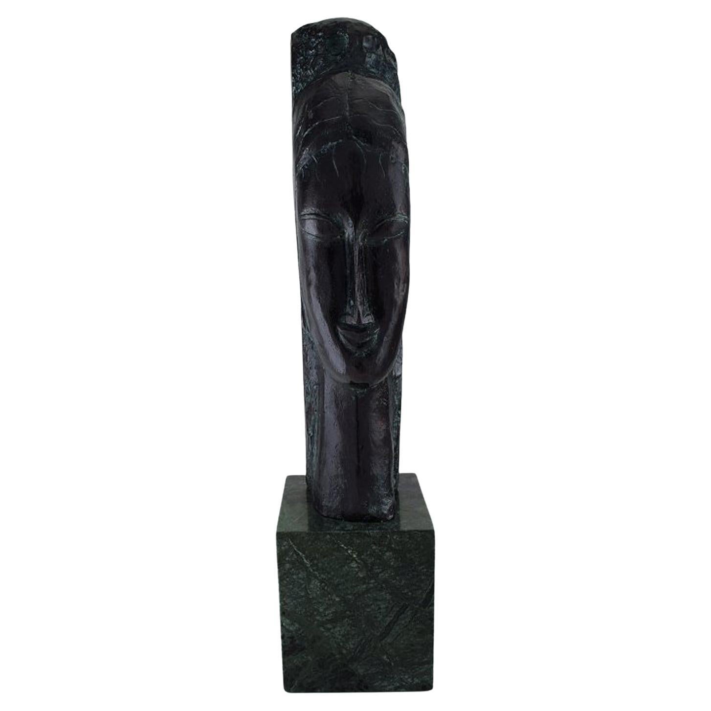 Amedeo Clemente Modigliani '1884–1920' d´après, Large Bronze Sculpture For Sale