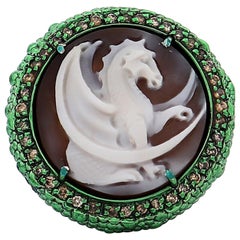 Amedeo "Dragon" Cameo Ring with Brown Diamonds