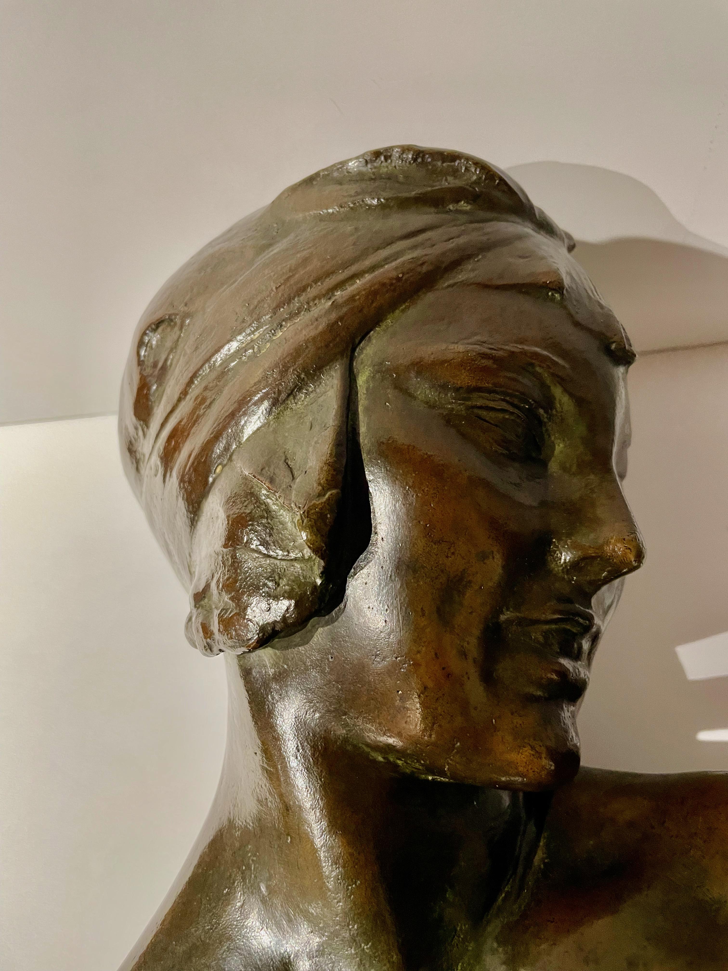 Amedeo Gennarelli Bronze Bust Art Deco Woman For Sale 3