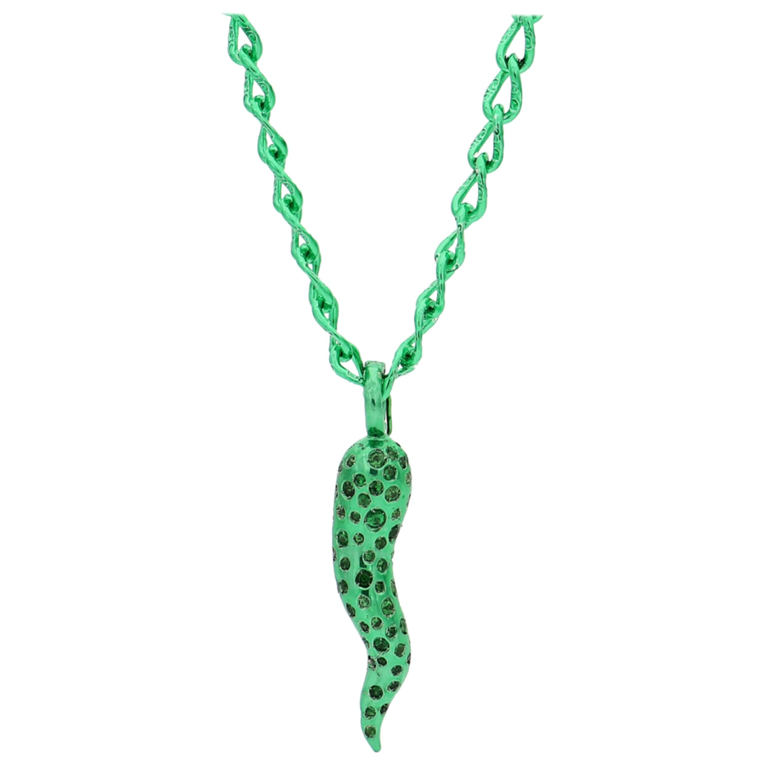 Amedeo "Hope Talisman" Necklace with Tsavorites For Sale