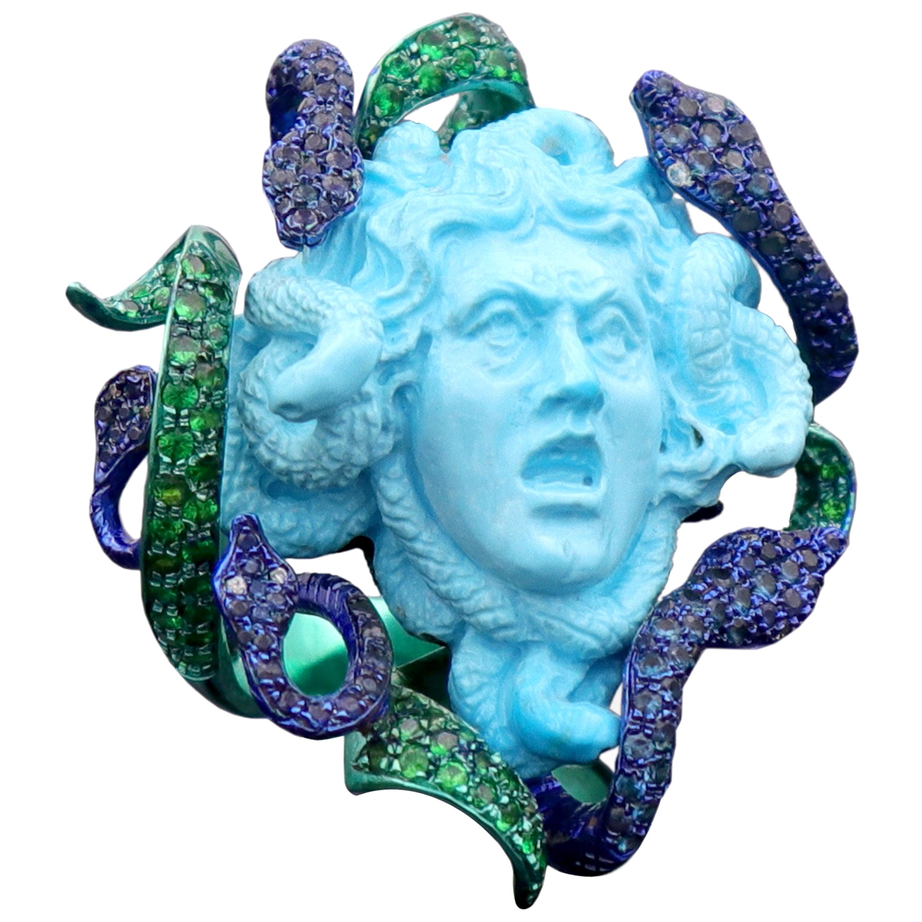 Amedeo "Medusa" Turquoise Cameo Ring