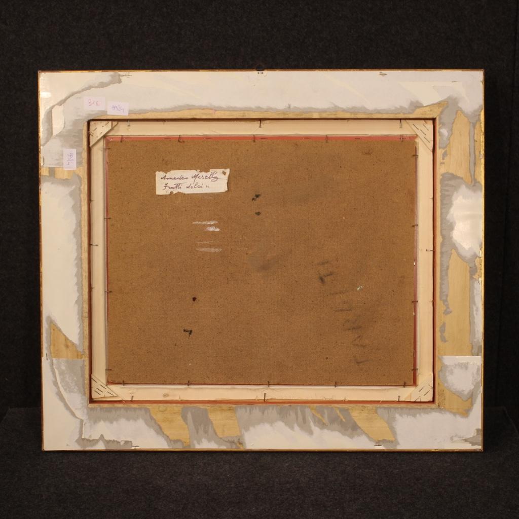 siglo XX Óleo sobre masonita Cuadro bodegón italiano firmado A. Merello, 1950 en venta 10