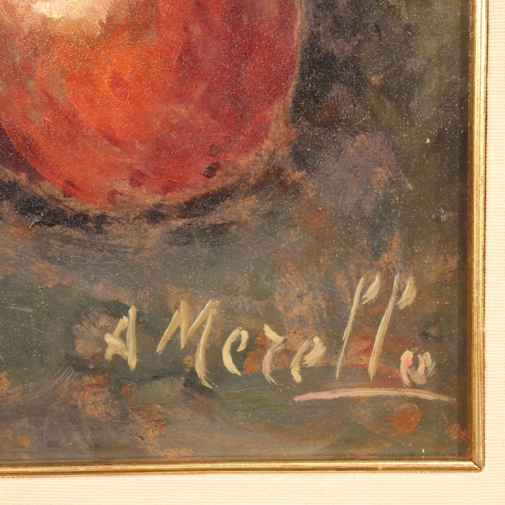 siglo XX Óleo sobre masonita Cuadro bodegón italiano firmado A. Merello, 1950 en venta 3