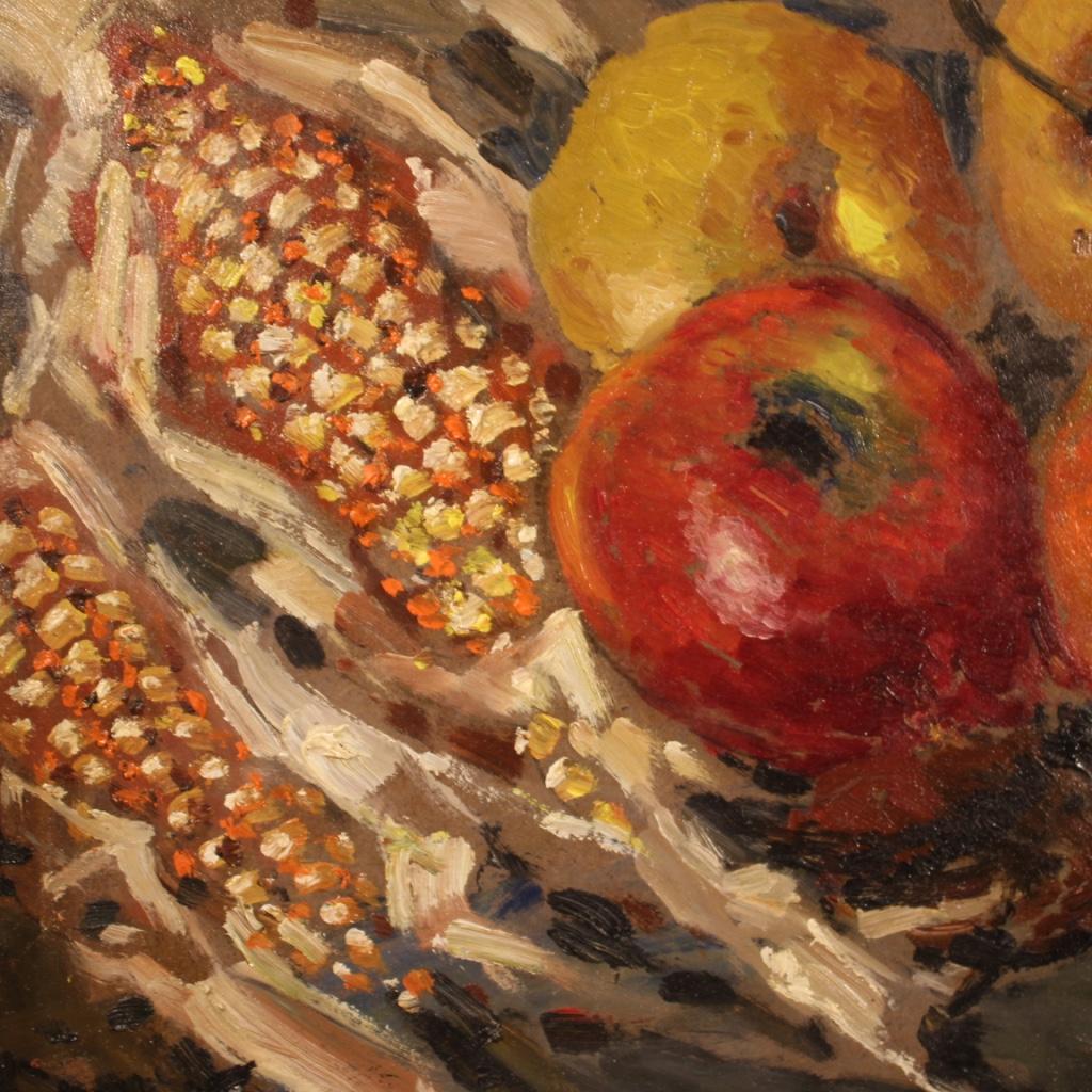 siglo XX Óleo sobre masonita Cuadro bodegón italiano firmado A. Merello, 1950 en venta 4