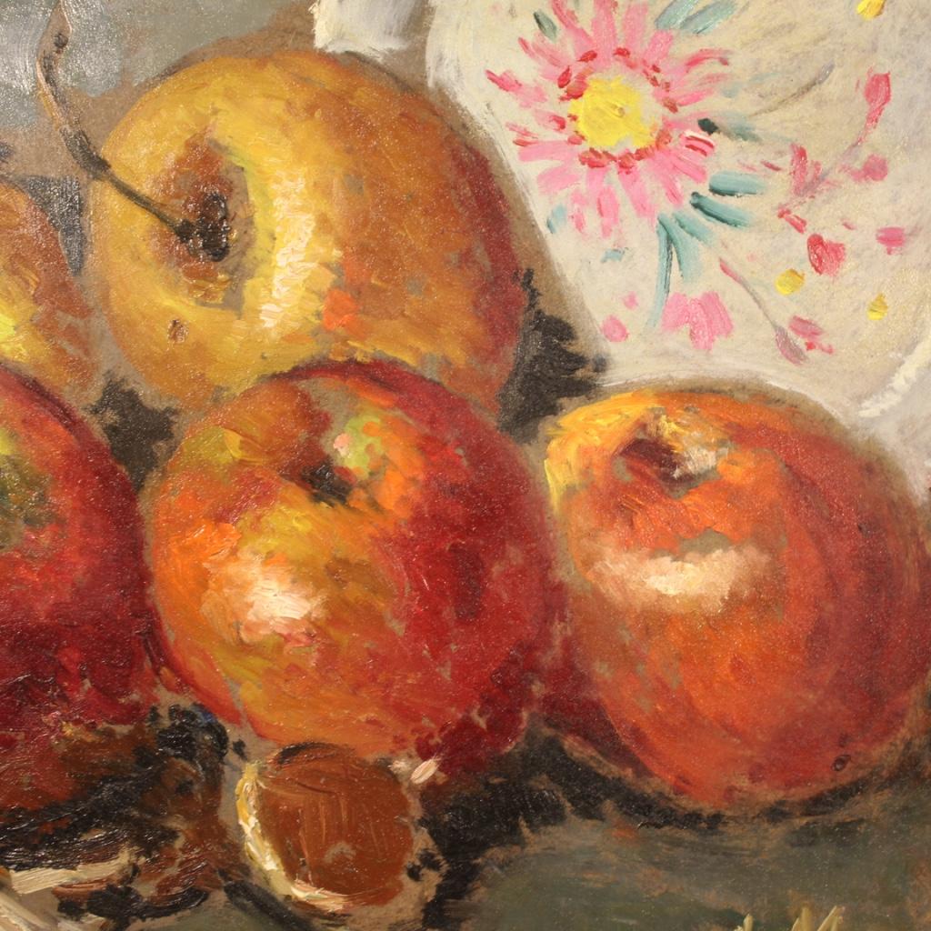 siglo XX Óleo sobre masonita Cuadro bodegón italiano firmado A. Merello, 1950 en venta 5