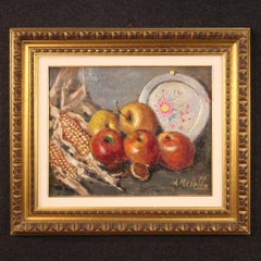 20th Century Oil on Masonite Italian Signed A. Merello Still Life Painting, 1950