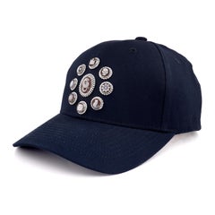 Amedeo "Modern Tiaras" Cameo Cap in Navy Blue