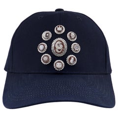 Amedeo "Modern Tiaras" Cameo Cap in Navy Blue