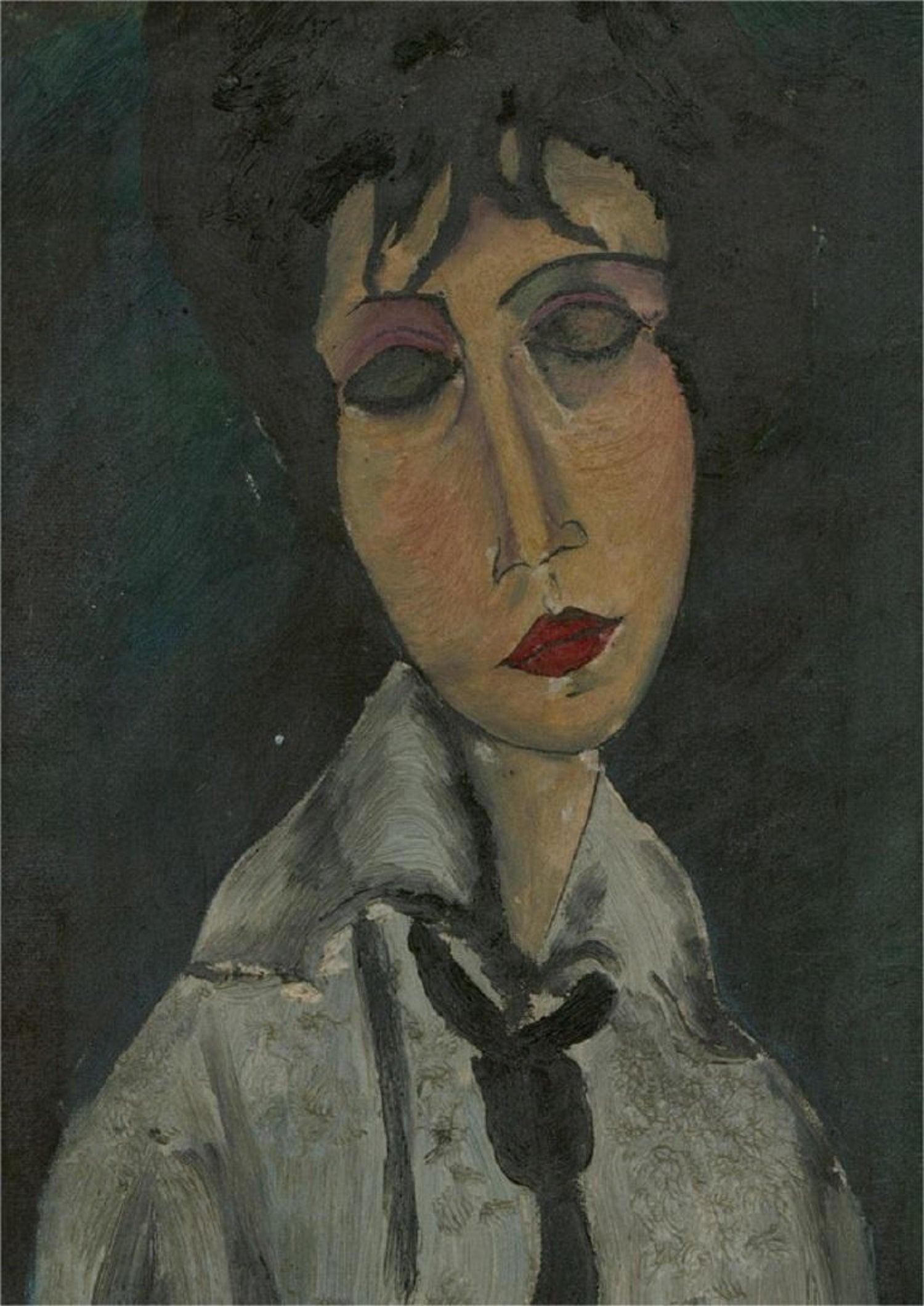 After Amedeo Modigliani - Portrait of a Woman in a Black Tie at 1stDibs