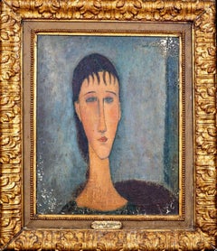 Portrait Of A Woman After Amedeo Modigliani (1884-1920) signed & Antique Frame