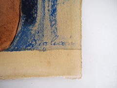 Blue Caryatid - Lithograph signed in the plate