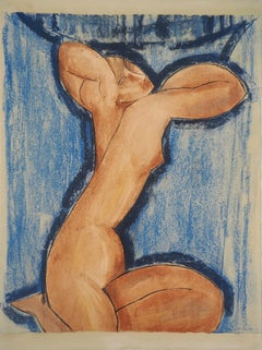 Blue Caryatid - Lithograph signed in the plate