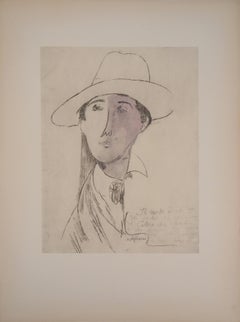 Elegant Man with a Hat - Lithograph signed in the plate (Leda 1960)