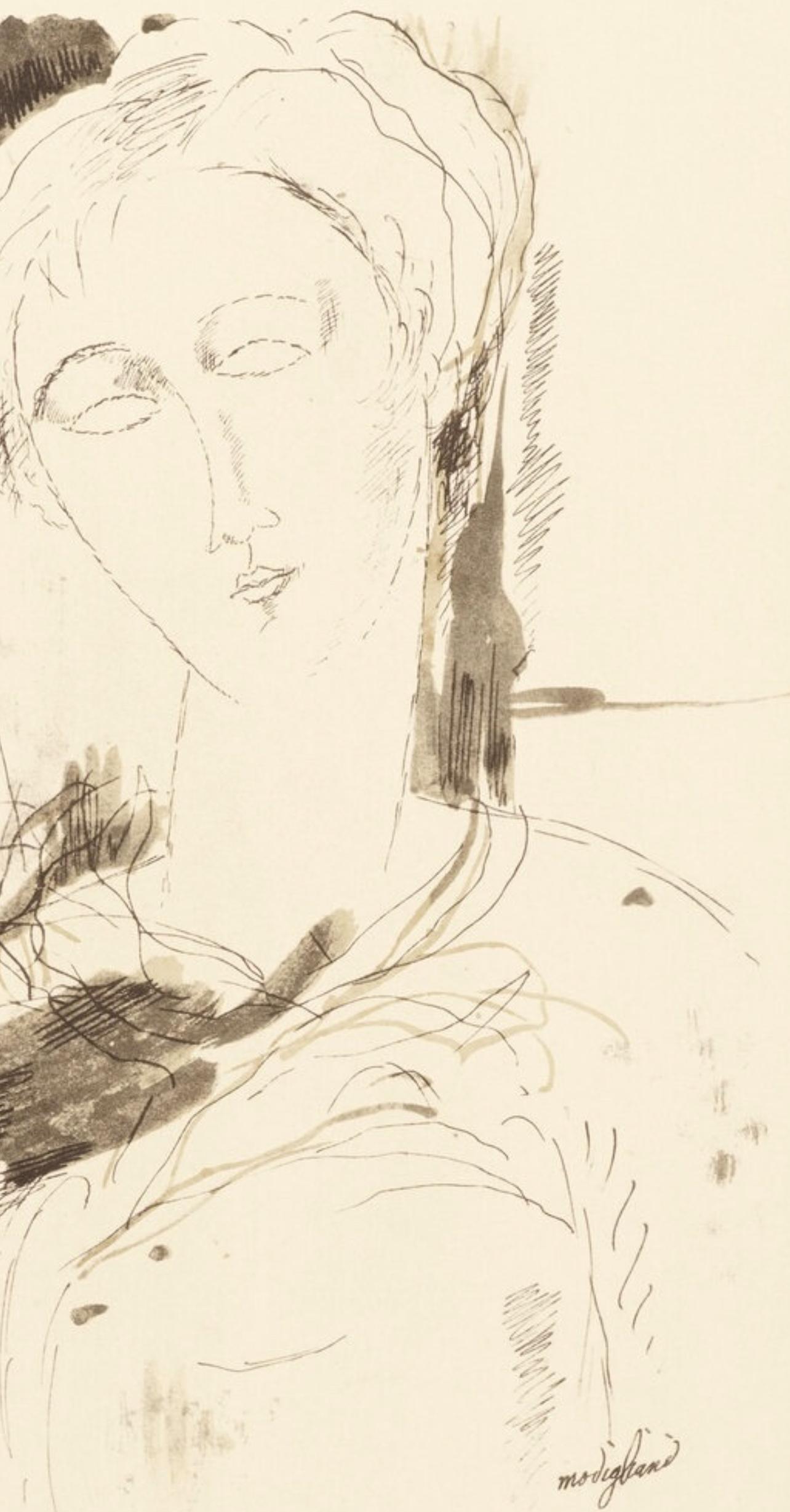 Modigliani, Portrait, Douze Contemporains (after) - Modern Print by Amedeo Modigliani