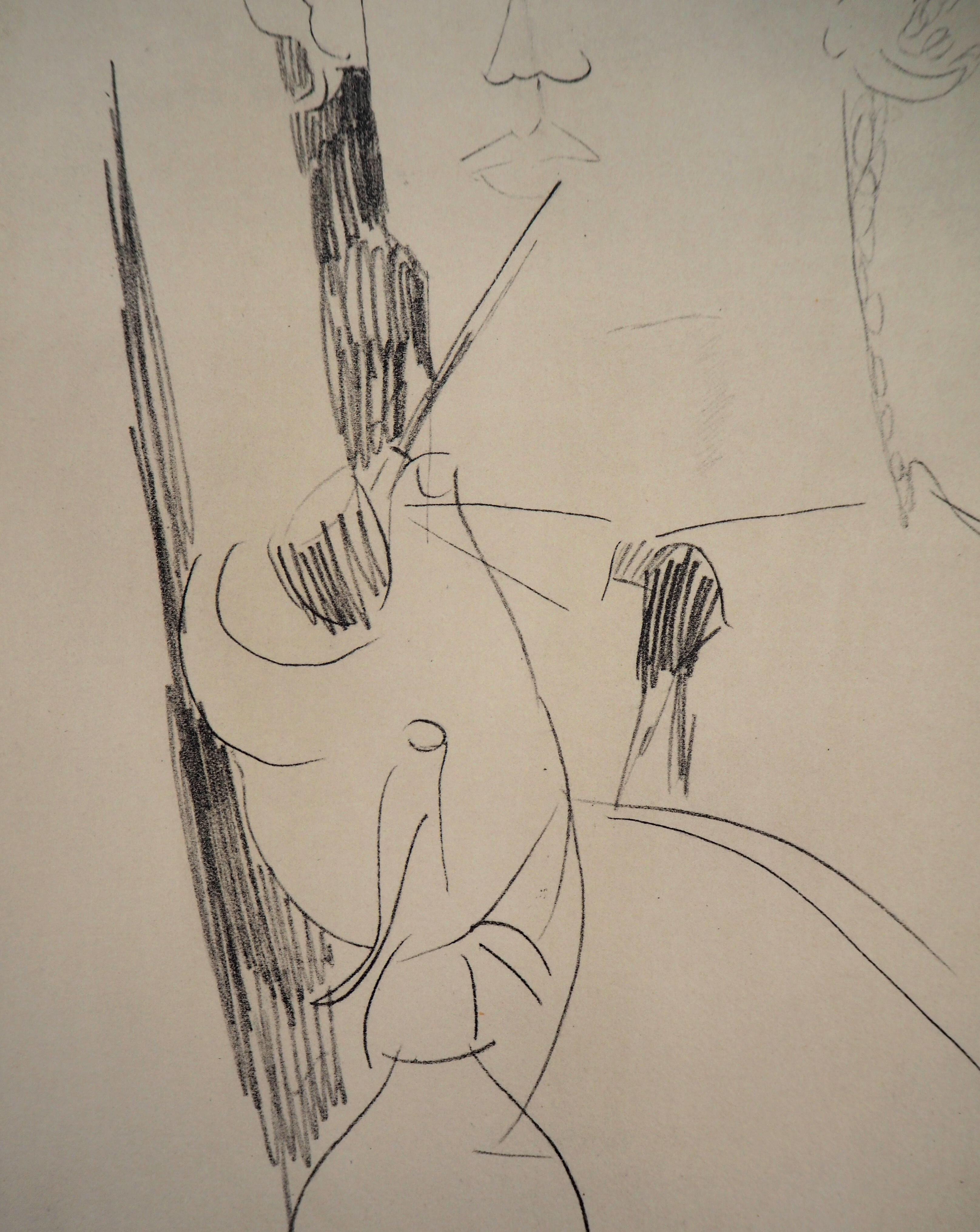 Amedeo MODIGLIANI (1884-1920) (après)
Vlaminck fumant la pipe

Lithographie d'après un dessin de l'artiste
Signé dans la plaque
Sur vélin d'Arches 48 x 36 cm (c. 19 x 14,2 in)
Limité à 300 ex.

Information : Extrait du portfolio 