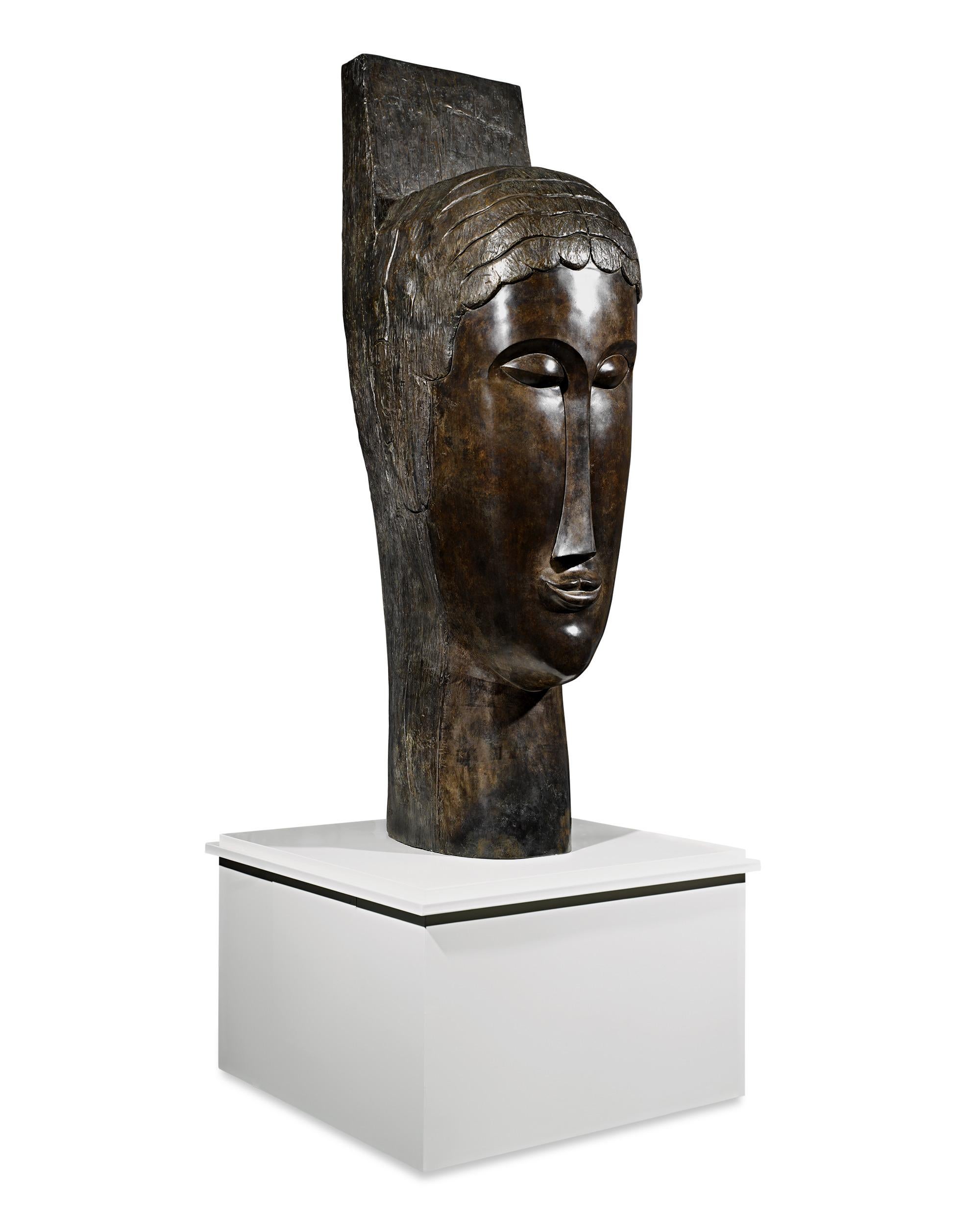 Tête de cariatide Head of Caryatid - Sculpture by Amedeo Modigliani