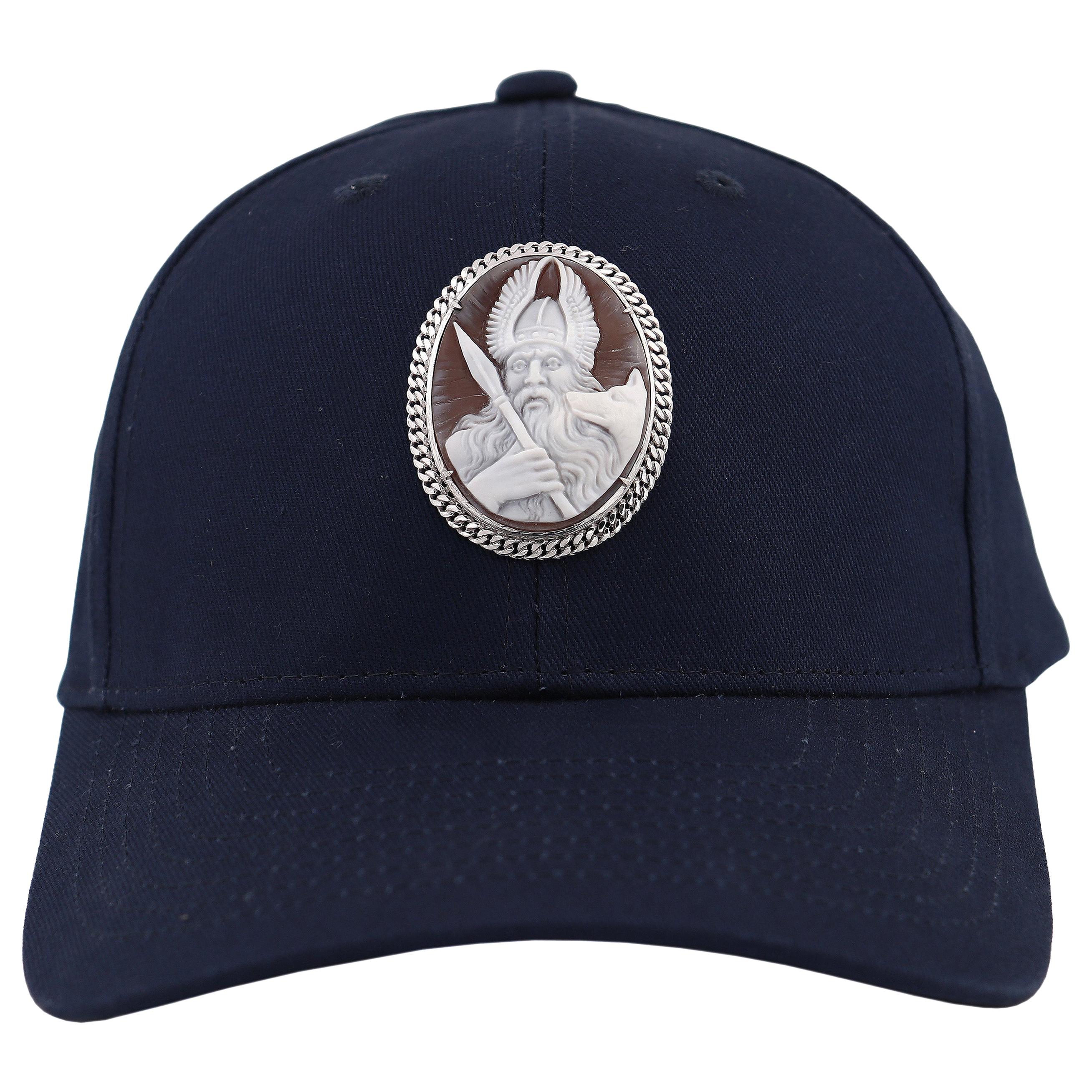Amedeo "Odin" Cameo Cap in Navy Blue For Sale