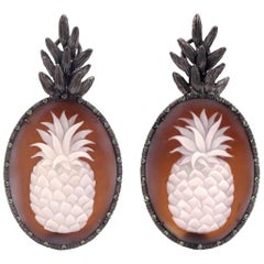 Amedeo "Pineapple" Cameo Earrings with Tsavorites