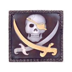 Kamee-Ring „ Pirate“ von Amedeo mit schwarzen Diamanten